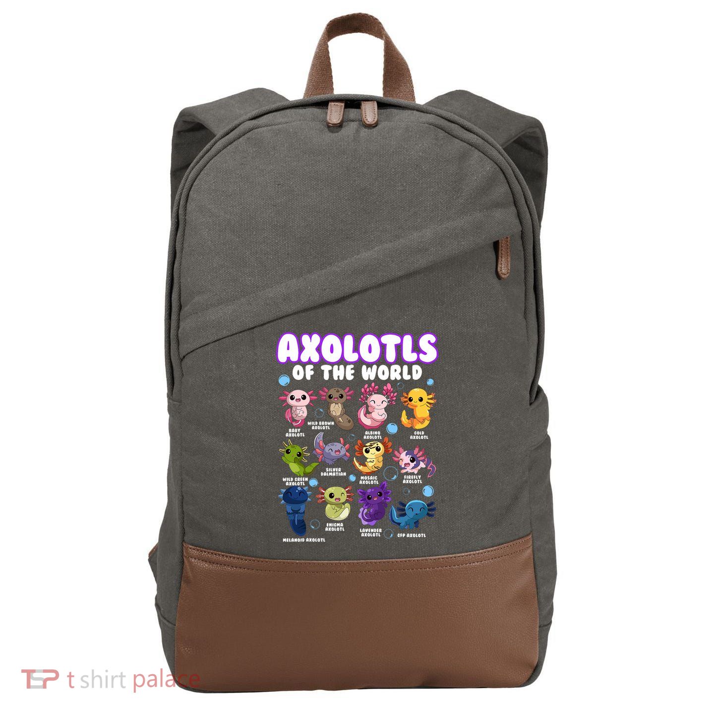 Axolotl Cute Axolotls Animals Of The World Herpetology 2 Cotton Canvas Backpack
