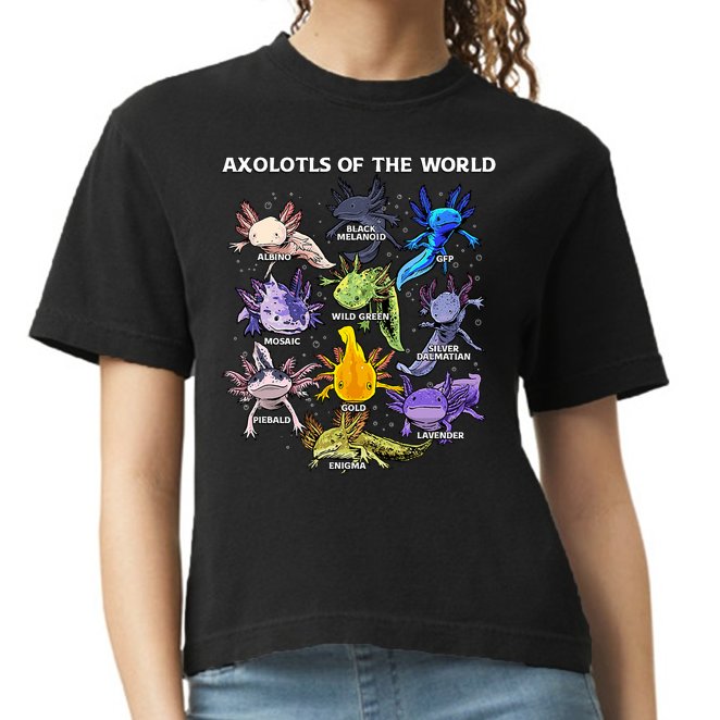 Axolotl Cute Axolotls Animals Of The World Herpetology Comfort Colors Boxy T-Shirt