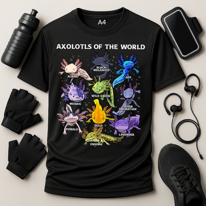 Axolotl Cute Axolotls Animals Of The World Herpetology Cooling Performance Crew T-Shirt