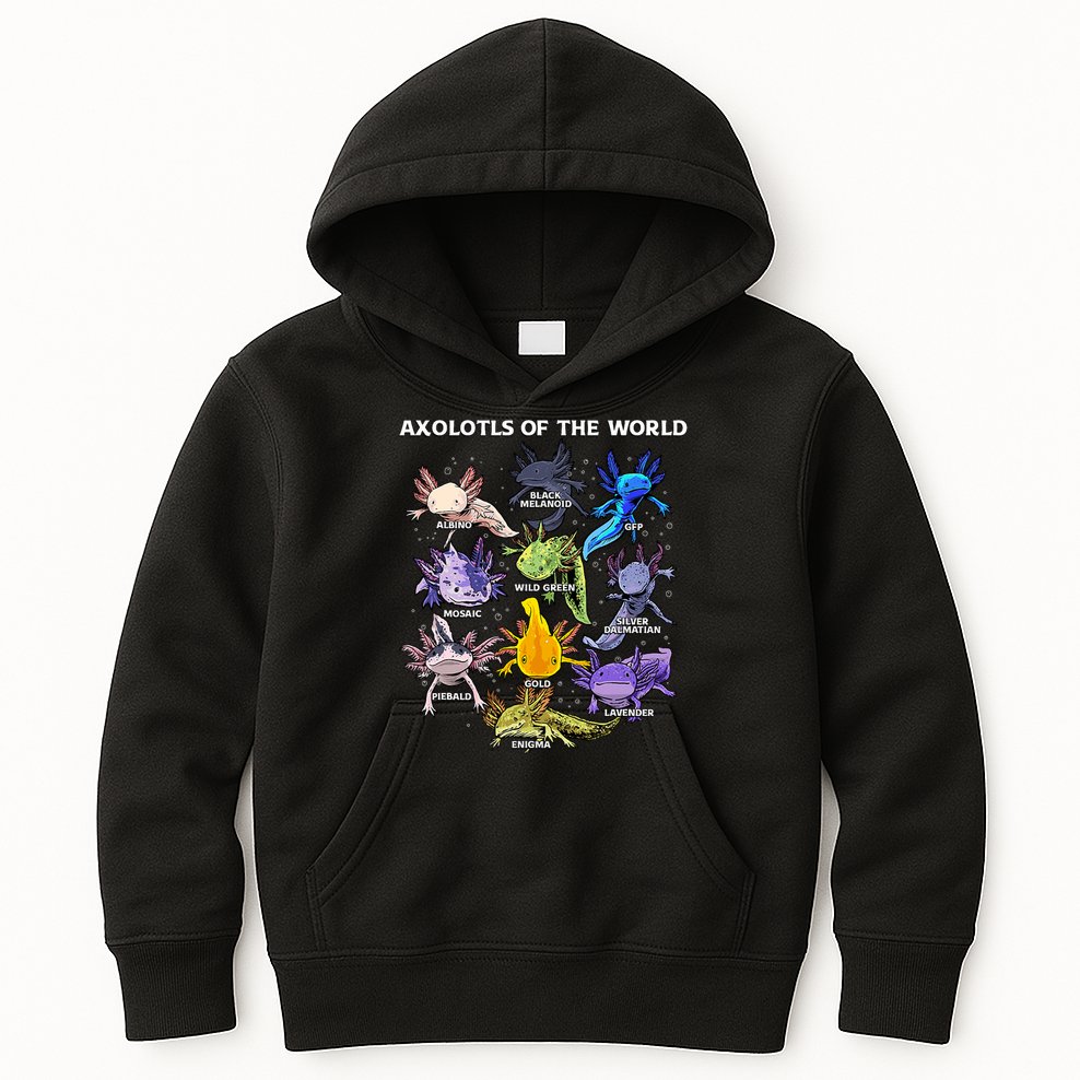 Axolotl Cute Axolotls Animals Of The World Herpetology Kids Hoodie
