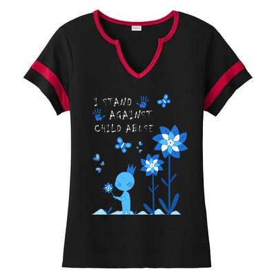 April Child Abuse Awareness Month Teacher Matching Ladies Halftime Notch Neck Tee