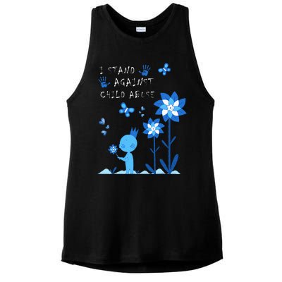 April Child Abuse Awareness Month Teacher Matching Ladies PosiCharge Tri-Blend Wicking Tank