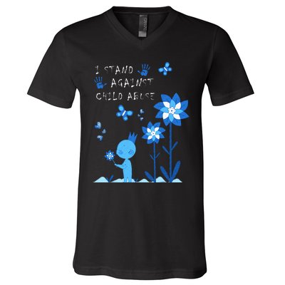 April Child Abuse Awareness Month Teacher Matching V-Neck T-Shirt