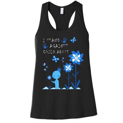 April Child Abuse Awareness Month Teacher Matching Women's Racerback Tank