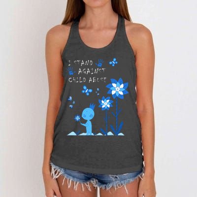 April Child Abuse Awareness Month Teacher Matching Women's Knotted Racerback Tank