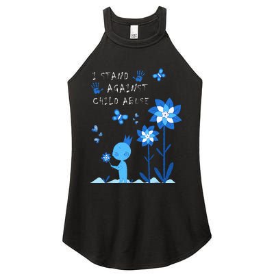 April Child Abuse Awareness Month Teacher Matching Women’s Perfect Tri Rocker Tank