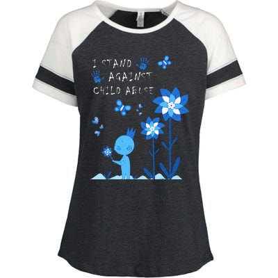 April Child Abuse Awareness Month Teacher Matching Enza Ladies Jersey Colorblock Tee