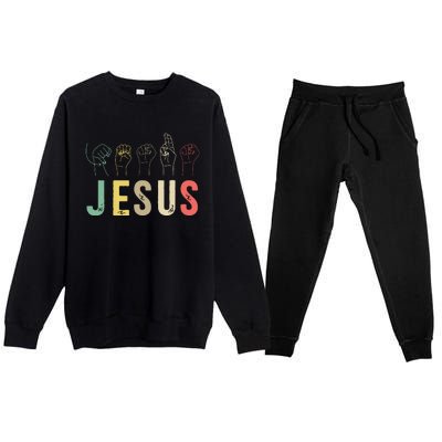 ASL Christian American Sign Language Religious Deaf Pride Premium Crewneck Sweatsuit Set