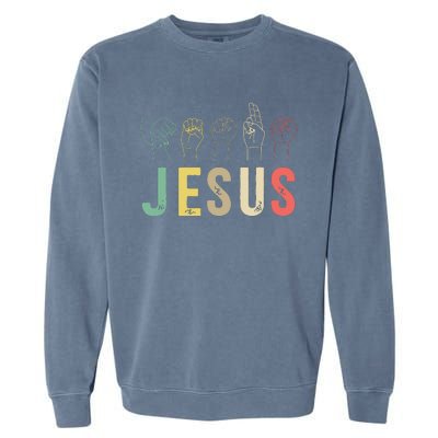 ASL Christian American Sign Language Religious Deaf Pride Garment-Dyed Sweatshirt