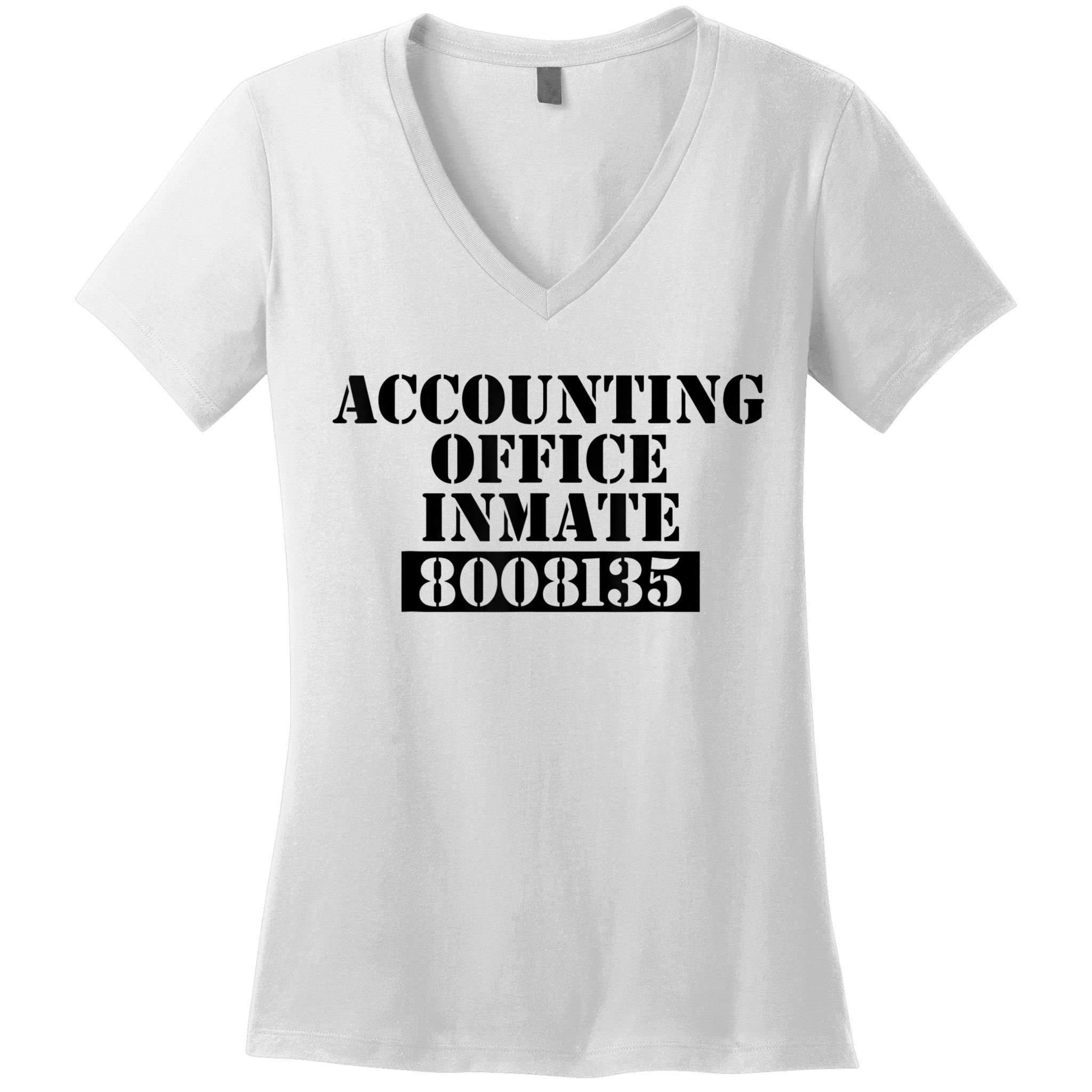 Accountant Costume Accounting Office Inmate Costume Women's V-Neck T-Shirt