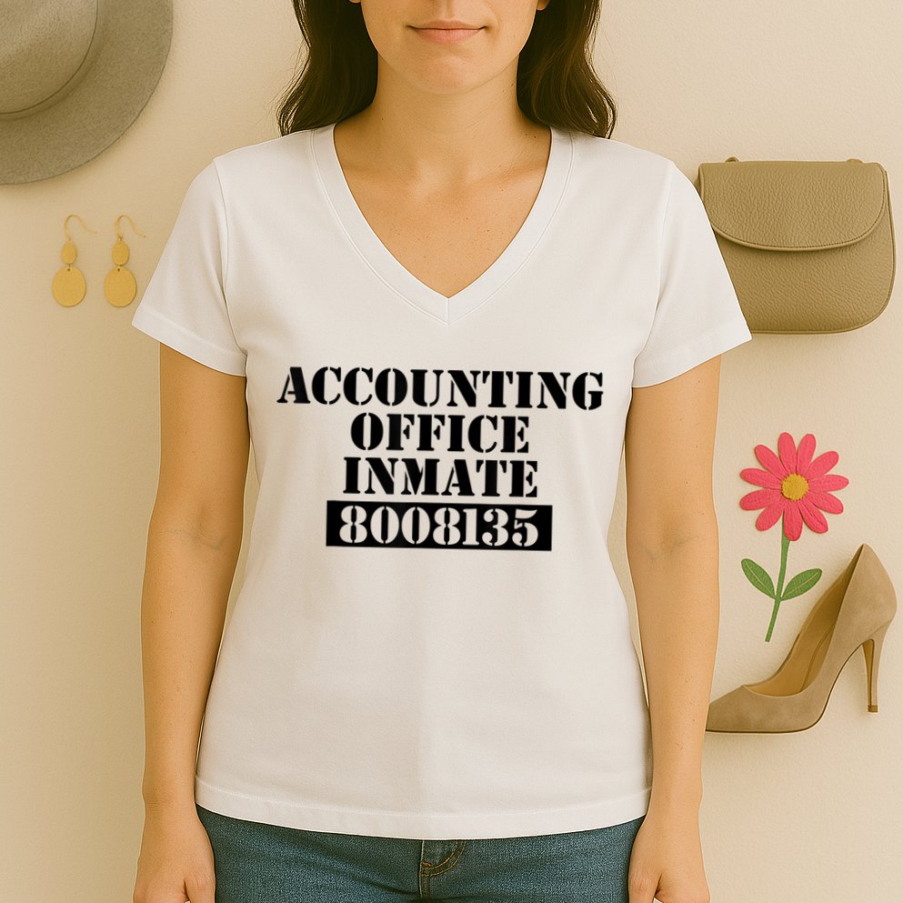 Accountant Costume Accounting Office Inmate Costume Women's V-Neck T-Shirt