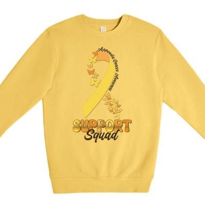 Appendix Cancer Awareness Support Squad Ribbon Butterflies Premium Crewneck Sweatshirt