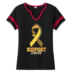 Appendix Cancer Awareness Support Squad Ribbon Butterflies Ladies Halftime Notch Neck Tee