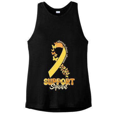 Appendix Cancer Awareness Support Squad Ribbon Butterflies Ladies PosiCharge Tri-Blend Wicking Tank