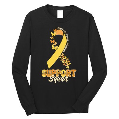 Appendix Cancer Awareness Support Squad Ribbon Butterflies Long Sleeve Shirt