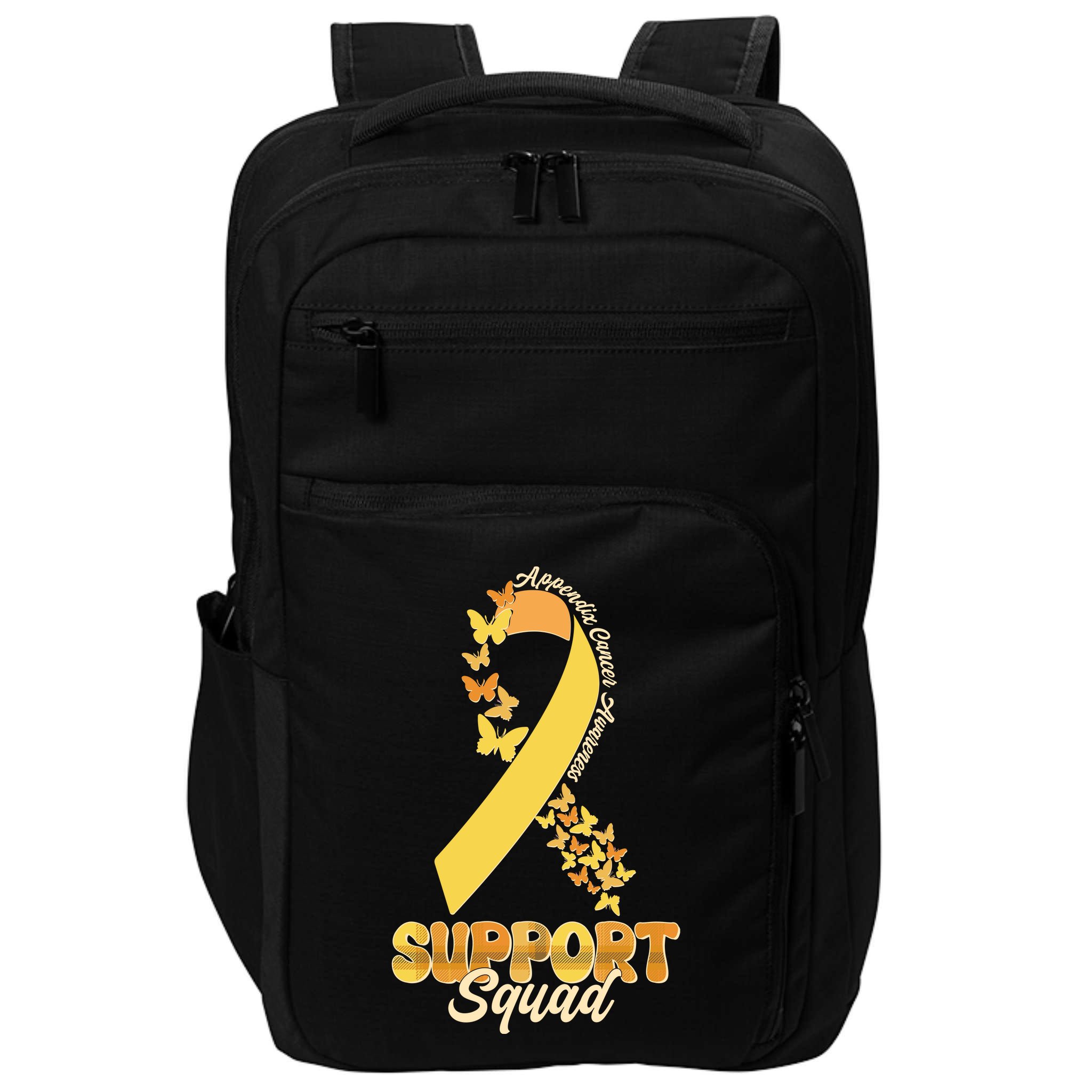 Appendix Cancer Awareness Support Squad Ribbon Butterflies Impact Tech Backpack