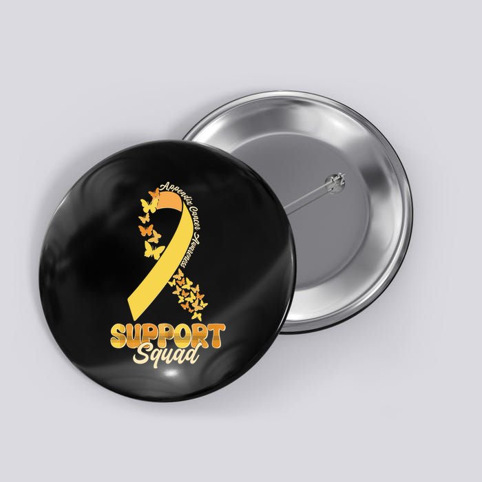 Appendix Cancer Awareness Support Squad Ribbon Butterflies Button