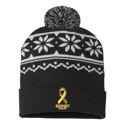 Appendix Cancer Awareness Support Squad Ribbon Butterflies USA-Made Snowflake Beanie