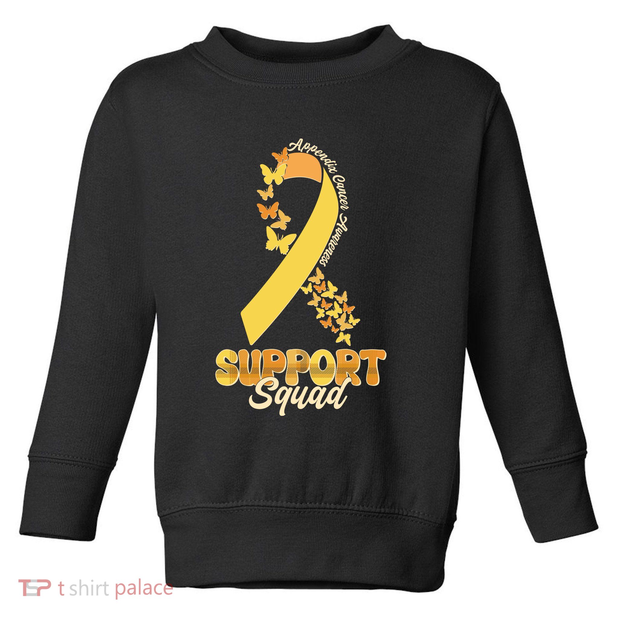 Appendix Cancer Awareness Support Squad Ribbon Butterflies Toddler Sweatshirt
