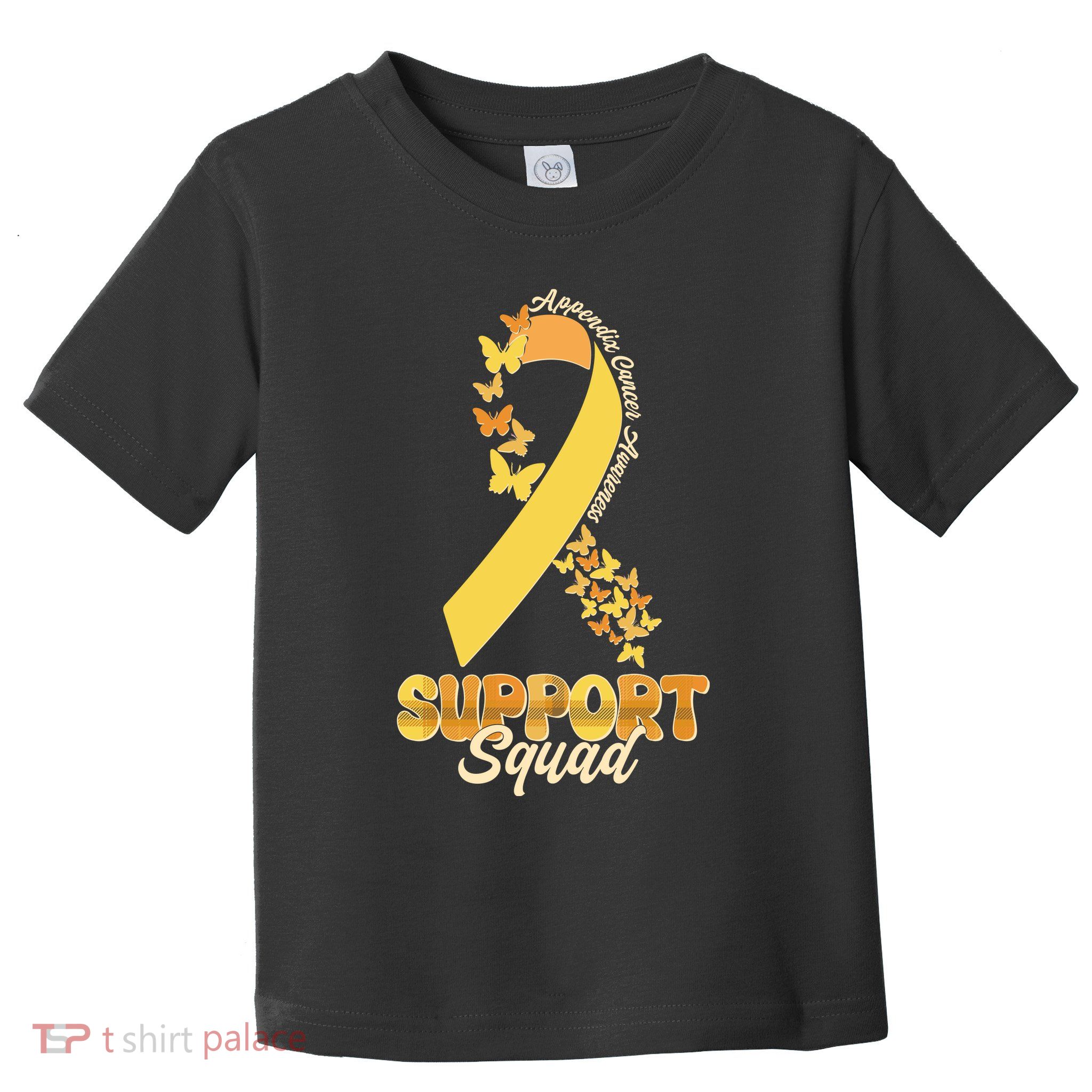 Appendix Cancer Awareness Support Squad Ribbon Butterflies Toddler T-Shirt