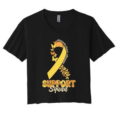 Appendix Cancer Awareness Support Squad Ribbon Butterflies Crop Top
