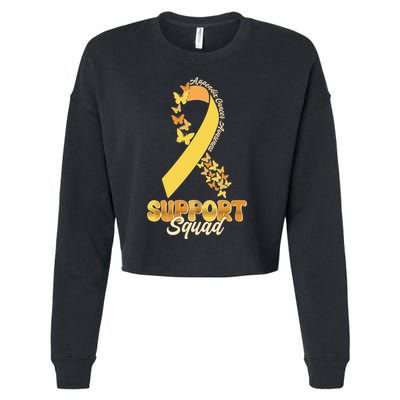 Appendix Cancer Awareness Support Squad Ribbon Butterflies Cropped Pullover Crew