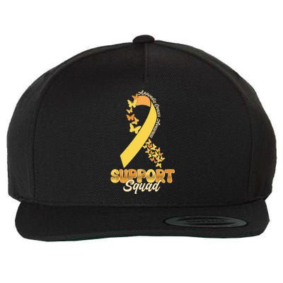 Appendix Cancer Awareness Support Squad Ribbon Butterflies Wool Snapback Cap