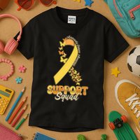 Appendix Cancer Awareness Support Squad Ribbon Butterflies Kids T-Shirt
