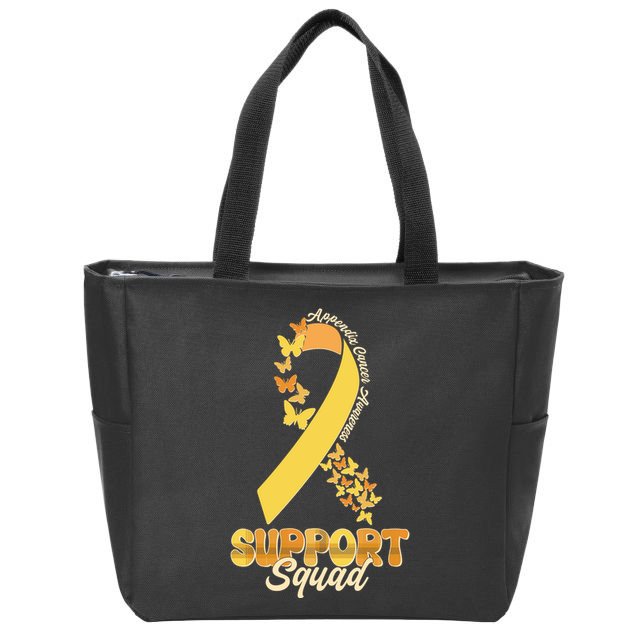 Appendix Cancer Awareness Support Squad Ribbon Butterflies Zip Tote Bag