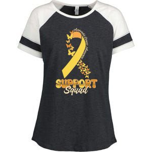 Appendix Cancer Awareness Support Squad Ribbon Butterflies Enza Ladies Jersey Colorblock Tee