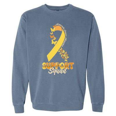 Appendix Cancer Awareness Support Squad Ribbon Butterflies Garment-Dyed Sweatshirt