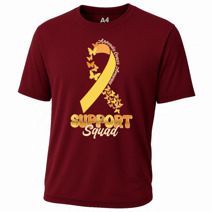 Appendix Cancer Awareness Support Squad Ribbon Butterflies Cooling Performance Crew T-Shirt
