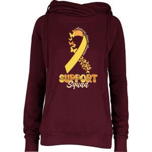 Appendix Cancer Awareness Support Squad Ribbon Butterflies Womens Funnel Neck Pullover Hood