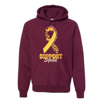 Appendix Cancer Awareness Support Squad Ribbon Butterflies Premium Hoodie