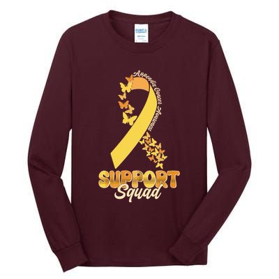 Appendix Cancer Awareness Support Squad Ribbon Butterflies Tall Long Sleeve T-Shirt
