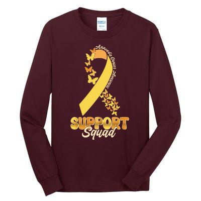 Appendix Cancer Awareness Support Squad Ribbon Butterflies Tall Long Sleeve T-Shirt