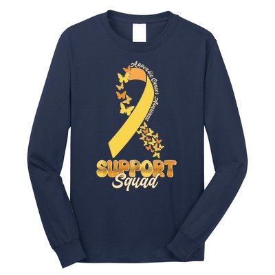 Appendix Cancer Awareness Support Squad Ribbon Butterflies Long Sleeve Shirt