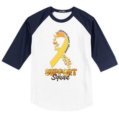 Appendix Cancer Awareness Support Squad Ribbon Butterflies Baseball Sleeve Shirt