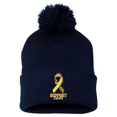 Appendix Cancer Awareness Support Squad Ribbon Butterflies Pom Pom 12in Knit Beanie