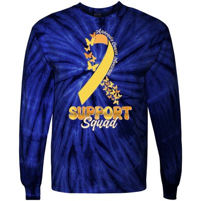 Appendix Cancer Awareness Support Squad Ribbon Butterflies Tie-Dye Long Sleeve Shirt