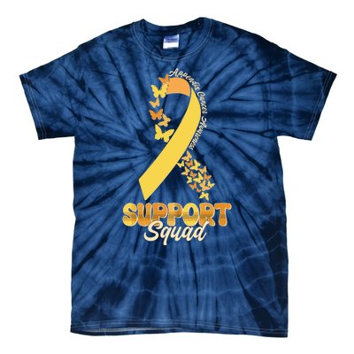 Appendix Cancer Awareness Support Squad Ribbon Butterflies Tie-Dye T-Shirt