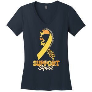 Appendix Cancer Awareness Support Squad Ribbon Butterflies Women's V-Neck T-Shirt