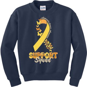 Appendix Cancer Awareness Support Squad Ribbon Butterflies Kids Sweatshirt