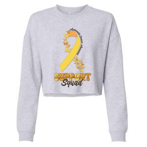 Appendix Cancer Awareness Support Squad Ribbon Butterflies Cropped Pullover Crew