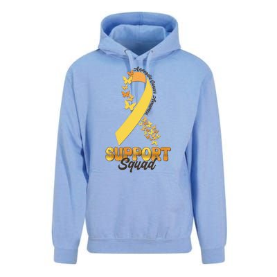 Appendix Cancer Awareness Support Squad Ribbon Butterflies Unisex Surf Hoodie