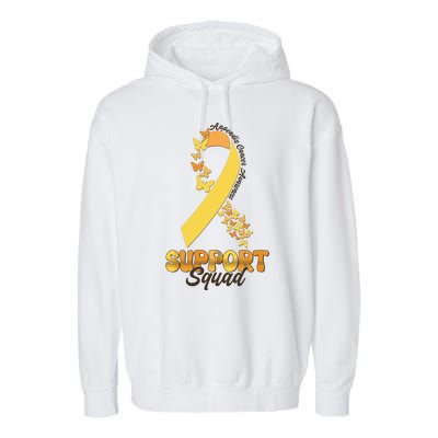 Appendix Cancer Awareness Support Squad Ribbon Butterflies Garment-Dyed Fleece Hoodie