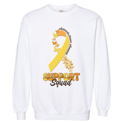 Appendix Cancer Awareness Support Squad Ribbon Butterflies Garment-Dyed Sweatshirt