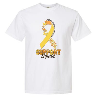 Appendix Cancer Awareness Support Squad Ribbon Butterflies Garment-Dyed Heavyweight T-Shirt