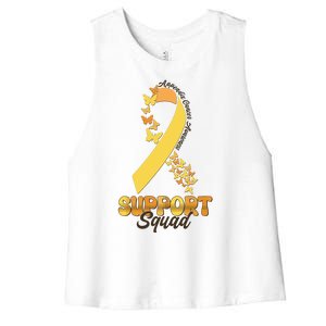 Appendix Cancer Awareness Support Squad Ribbon Butterflies Women's Racerback Cropped Tank