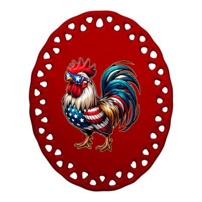 American Chicken Ceramic Oval Ornament